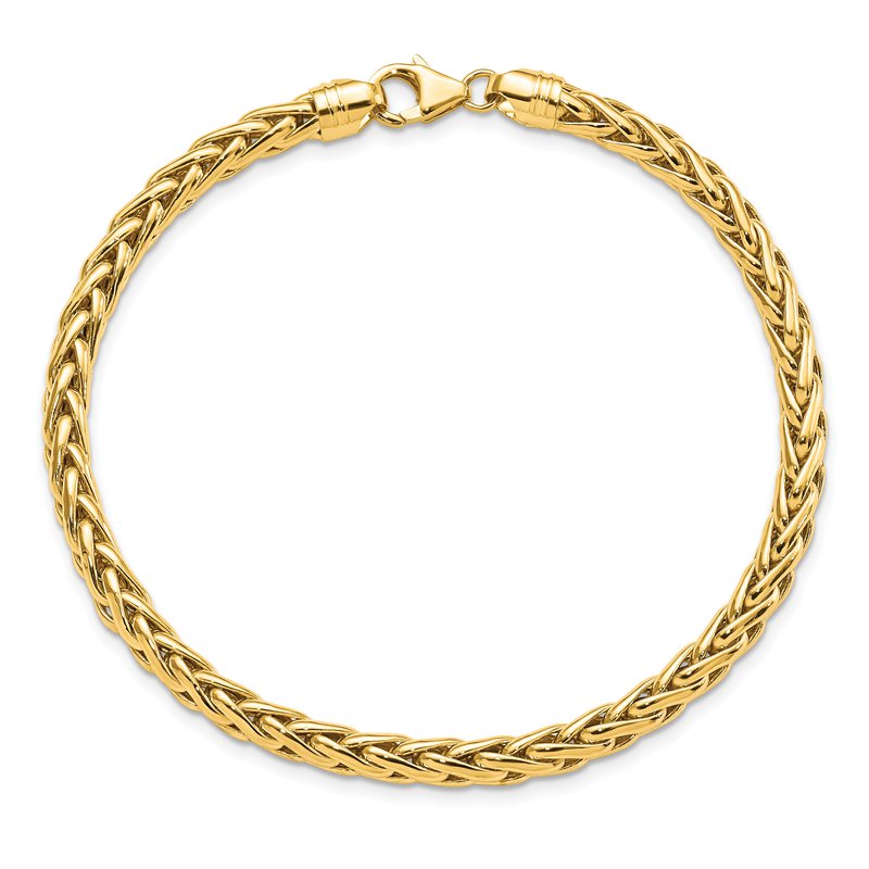 14k Polished 5.00mm Fancy Wheat Chain 8.5 inch Bracelet