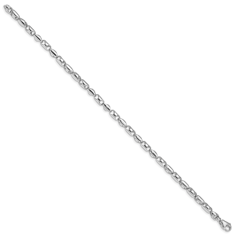 14K White Gold 18 inch 4.1mm Polished Fancy Barrel Link with Fancy Lobster Clasp Chain