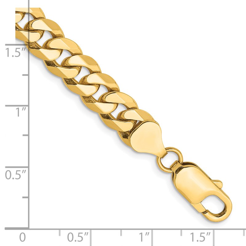 14K 26 inch 8mm Flat Beveled Curb with Lobster Clasp Chain
