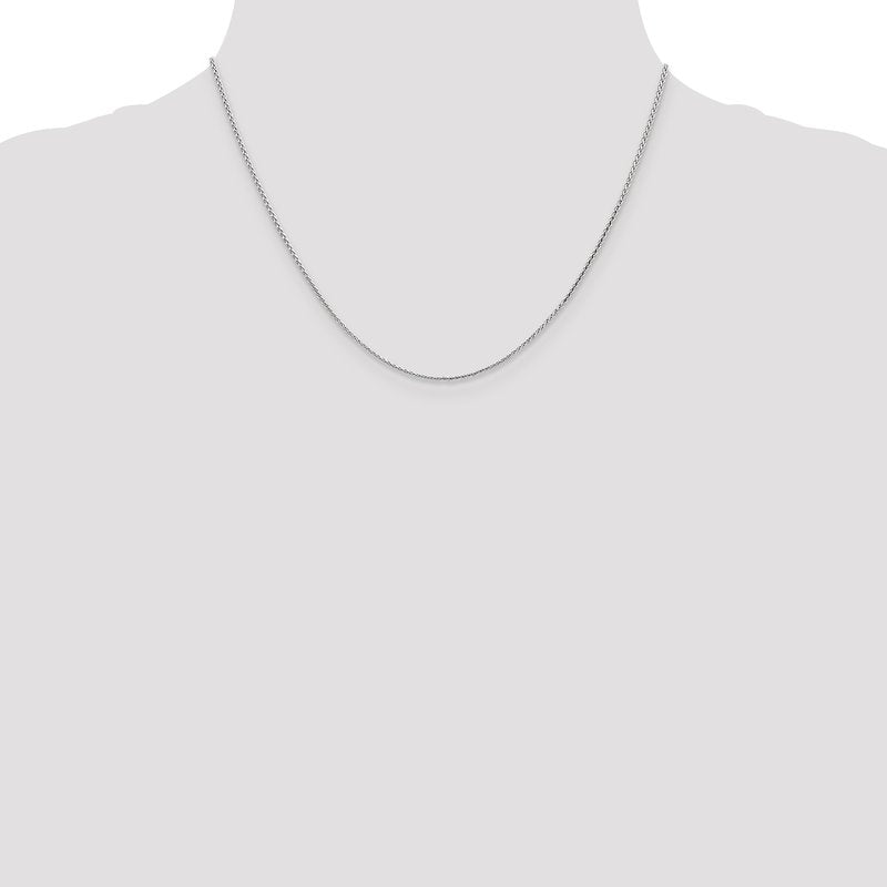 14K White Gold 1.0mm D/C Wheat Chain