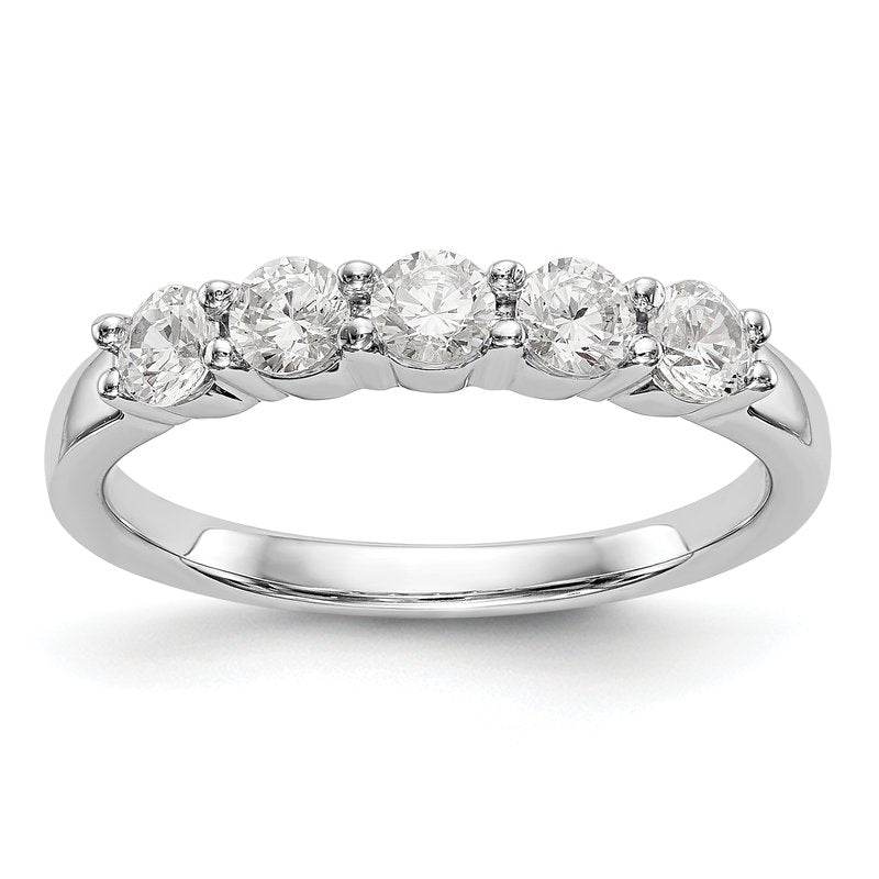 14K White Gold 1/3 carat Lab Grown Diamond VS+ F+ Complete Round Five Stone Ring