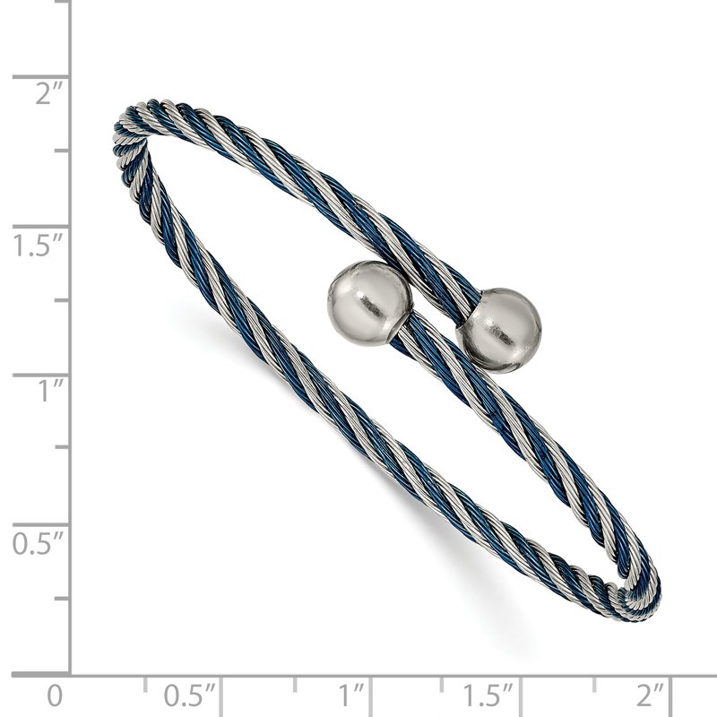 Stainless Steel Polished Blue IP-plated 3.00mm Flexible Bangle