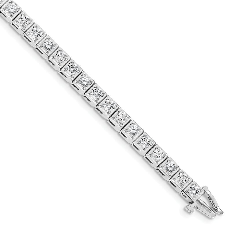 14k White Gold Complete 5.1 carat Round AAA Diamond 4-prong 7 inch Tennis Bracelet