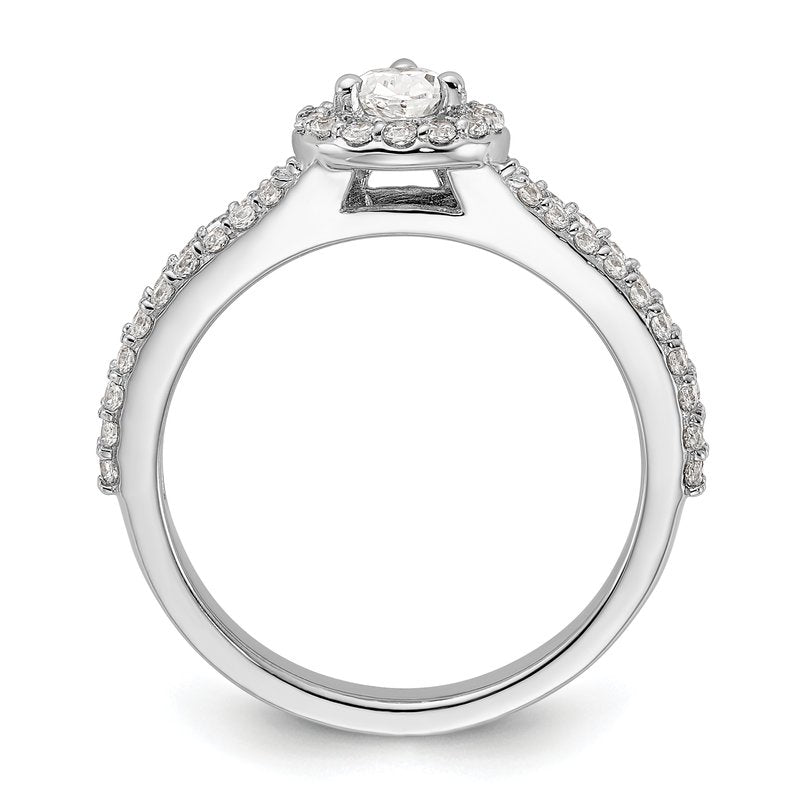 14K White Gold 5/8 carat Lab Grown Diamond VS/SI  D E F  Semi Mount Pear Halo Engagement Ring