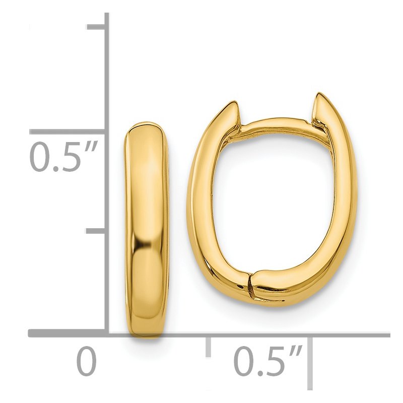 14k Oval Hinged Hoop Earrings