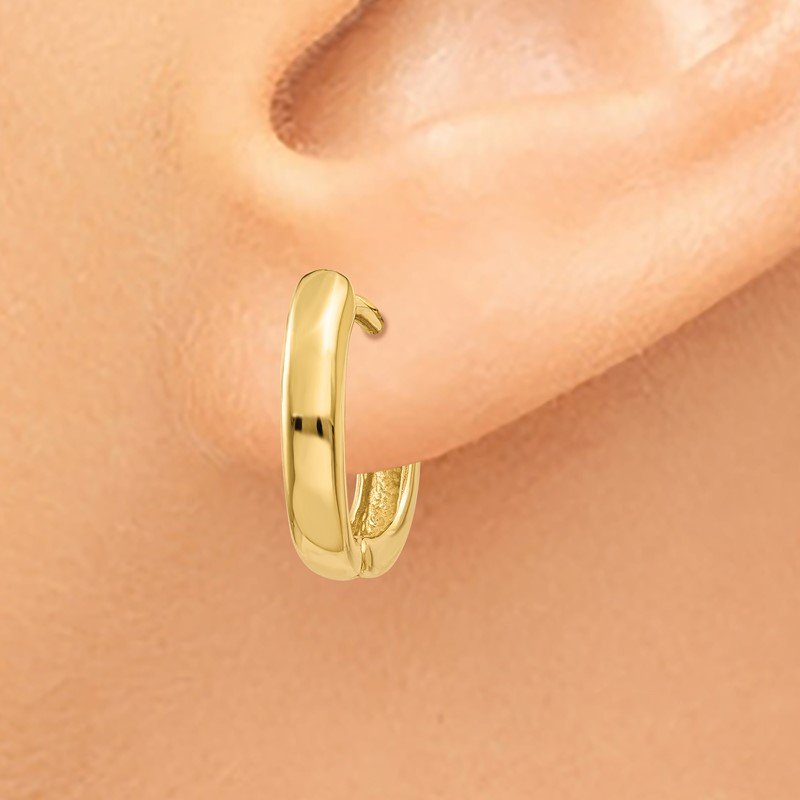 14k Oval Hinged Hoop Earrings