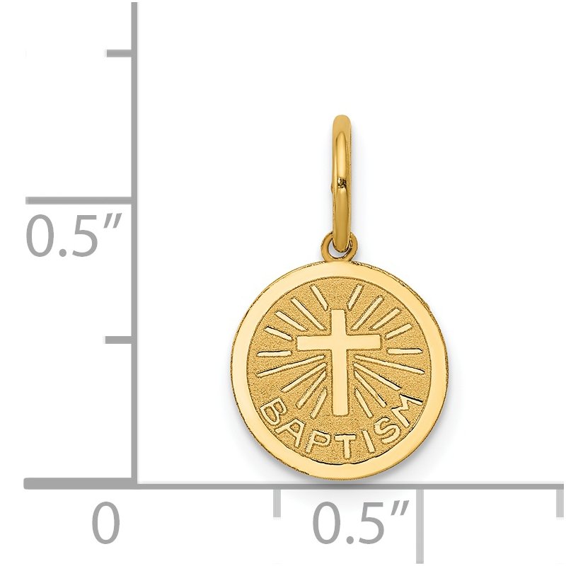 14k Small BAPTISM with Cross Round Disc Charm