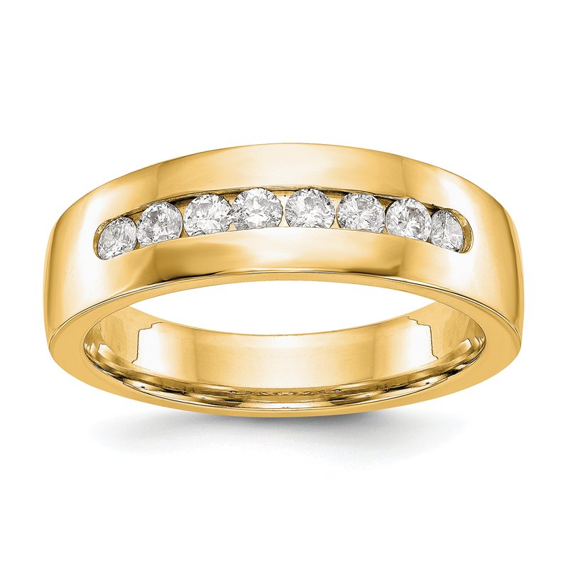 14K White Gold Men's 1/3 carat Lab Grown Diamond VS+ F+ Complete Channel Band
