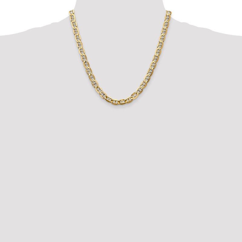 14K 18 inch 7mm Concave Anchor with Lobster Clasp Chain