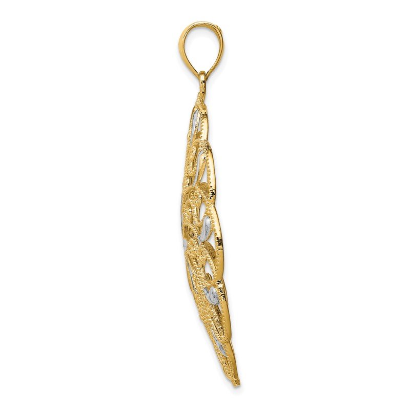 14k and White Rhodium Diamond-cut Fancy Swirl Pendant