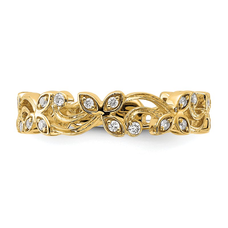 14k White Gold Diamond Floral Band