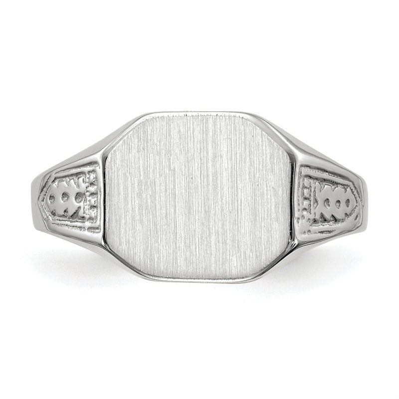 14k White Gold 10.5x9.0mm Closed Back Signet Ring