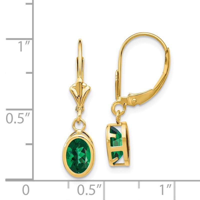 14k 7x5mm Oval Mount St. Helens Bezel Leverback Dangle Earrings