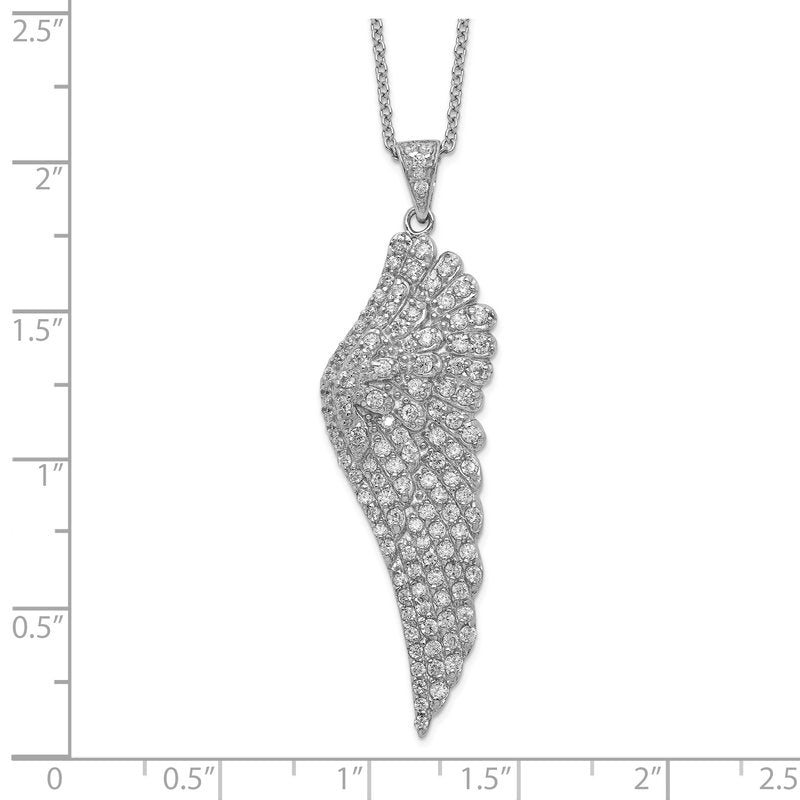 Sterling Silver Rhodium-plated Brilliant-cut CZ Angel Wing 18 Inch Necklace