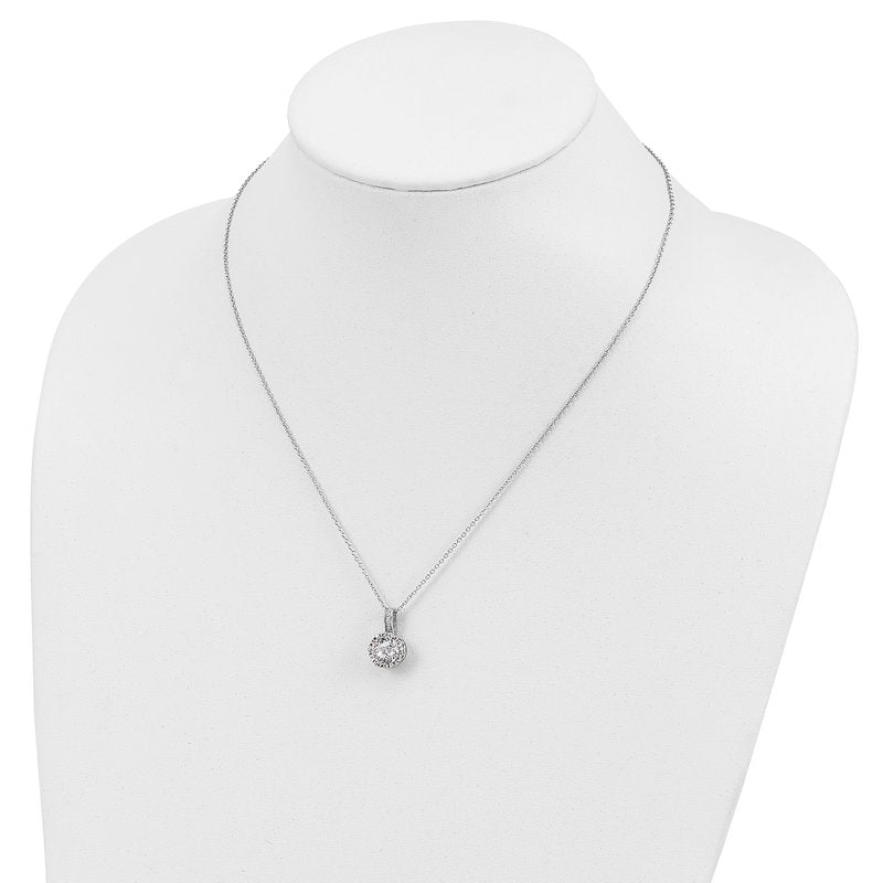 Sterling Silver Rhodium-plated Brilliant-cut and 100 Facet CZ 18 Inch Necklace