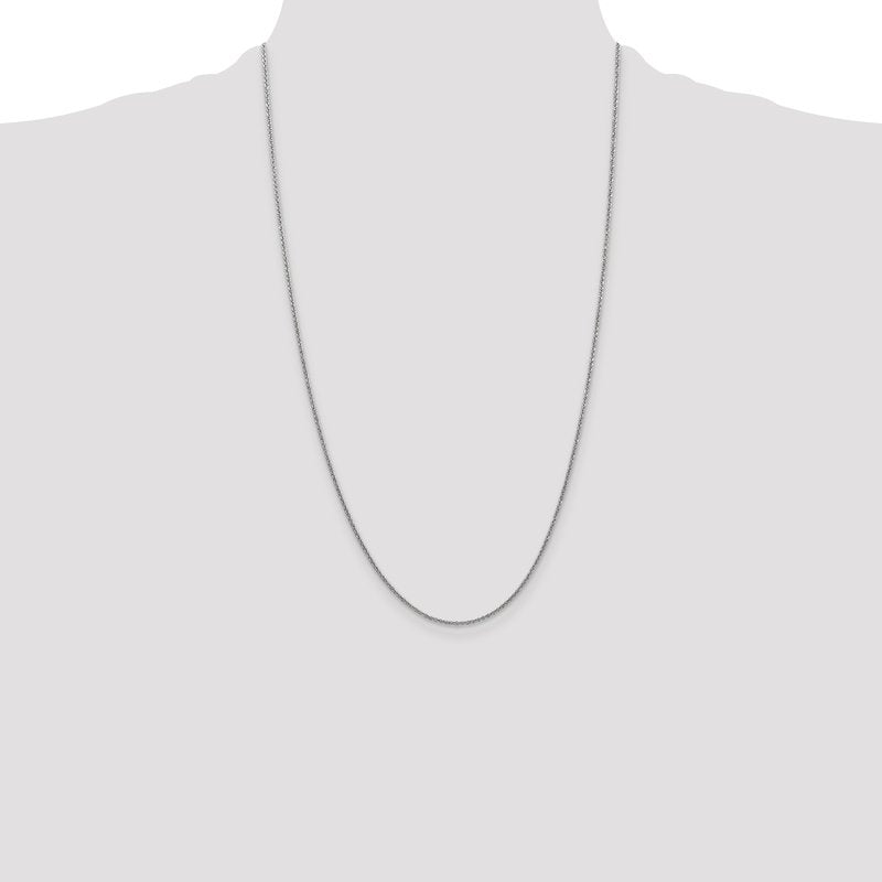14K White Gold 10 inch 1.4mm Round Open Link Cable with Lobster Clasp Anklet