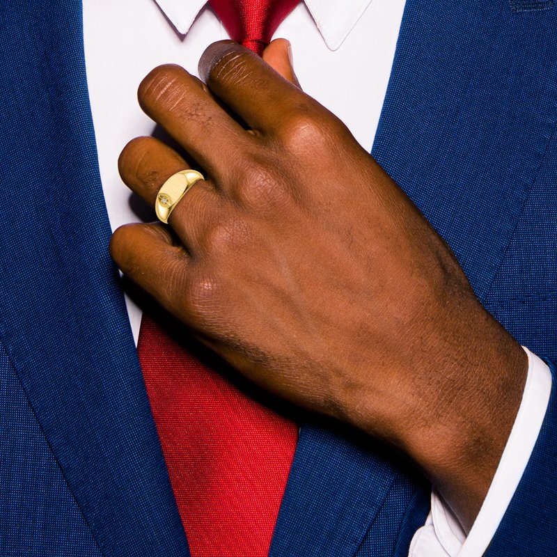 14k 11.0x6.5mm AA Diamond Open Back Signet Ring