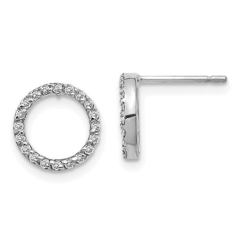 14k White Gold 1/6 carat Diamond Open Circle Post Earrings