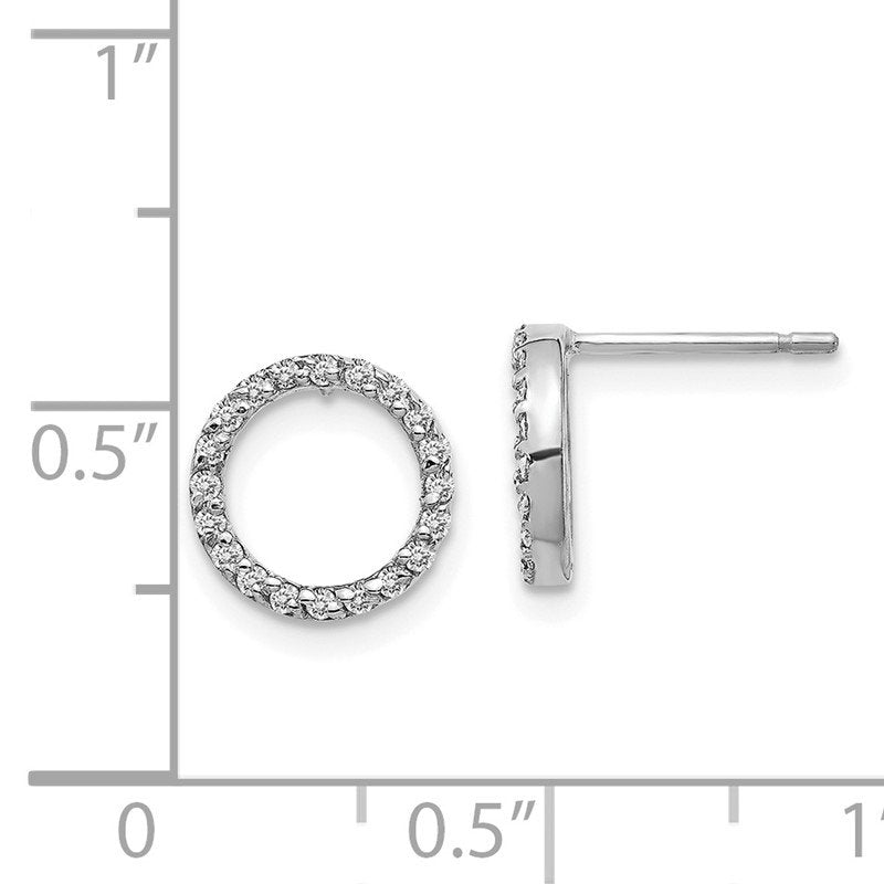 14k White Gold 1/6 carat Diamond Open Circle Post Earrings