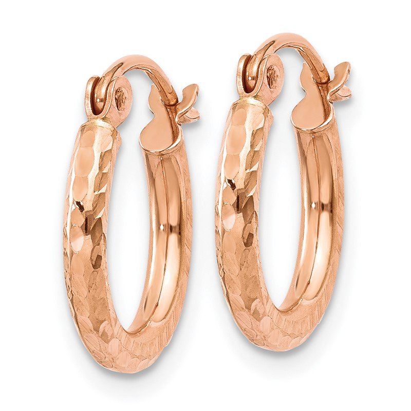 14k Rose Gold Lightweight Diamond-cut Hoop Earrings