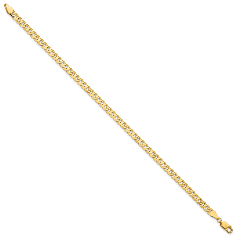 14K 26 inch 4.75mm Flat Beveled Curb with Lobster Clasp Chain