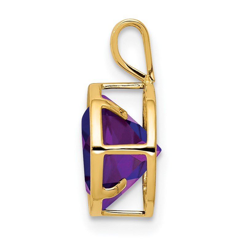 14k 8mm Round Amethyst Bezel Pendant