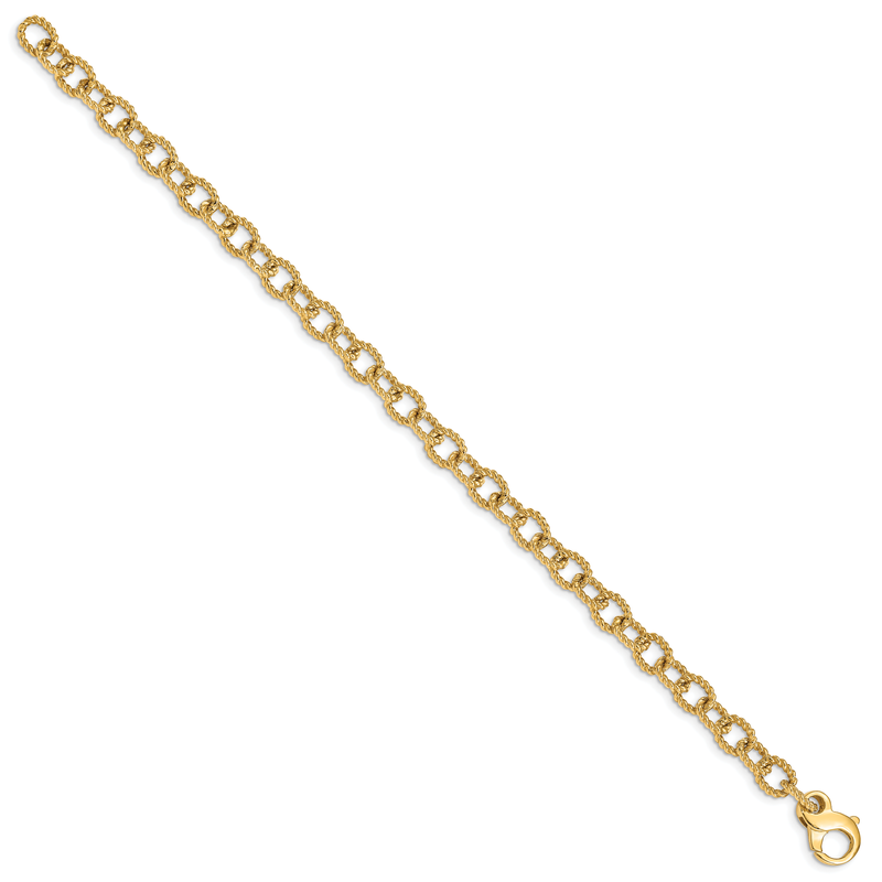 14K 18 inch 6.5mm Hand Polished Fancy Rope Link with Fancy Lobster Clasp Chain