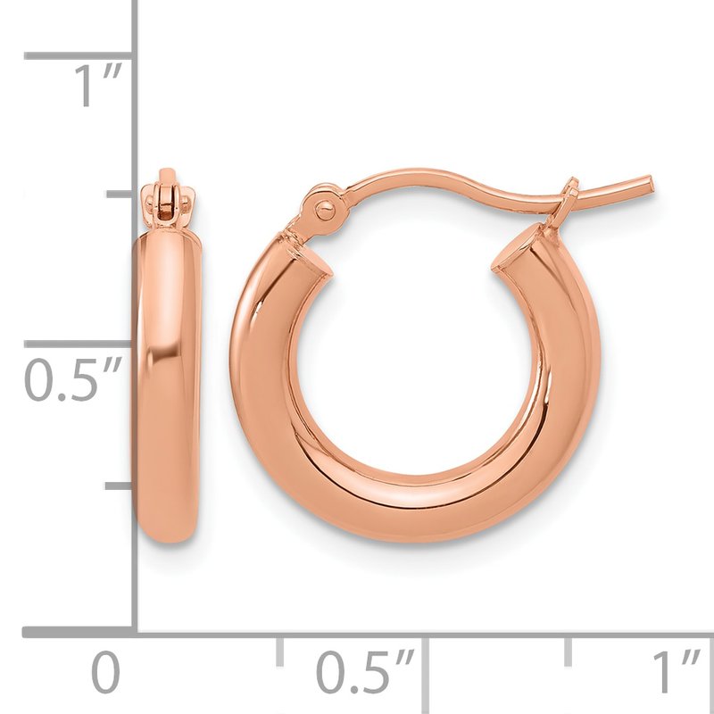 14K Rose Gold 3mm Polished Hoop Earrings