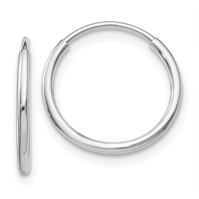 14k White Gold 1.2x14mm Polished Endless Tube Hoop Earrings