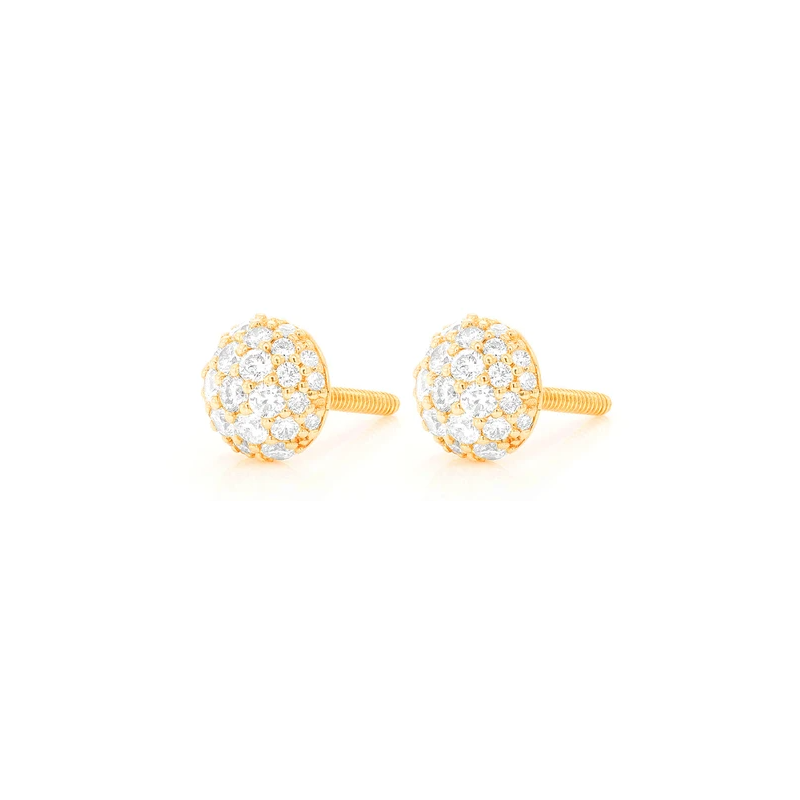 Dome Pave Stud Earrings 14K