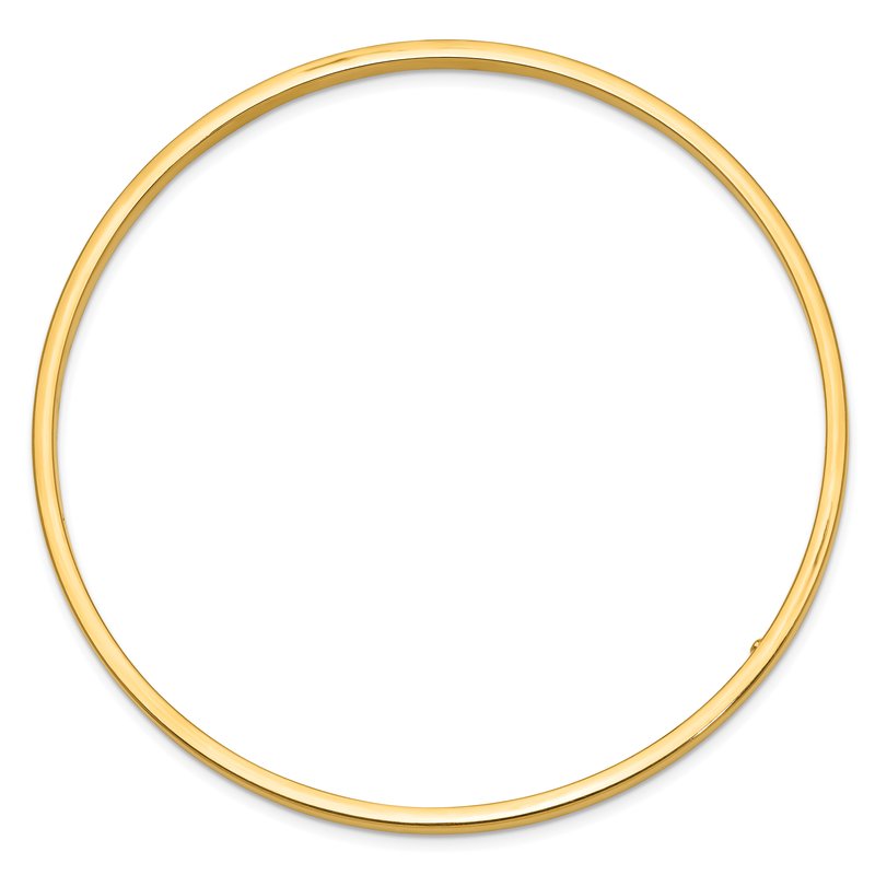 14k Polished Square Tube 3.00mm Slip-on Round Bangle Bracelet