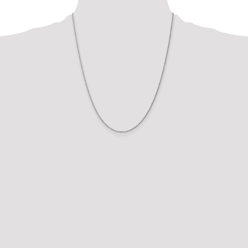 14K White Gold 10 inch 1.15mm Diamond-cut Machine Made Rope with Lobster Clasp Chain Anklet