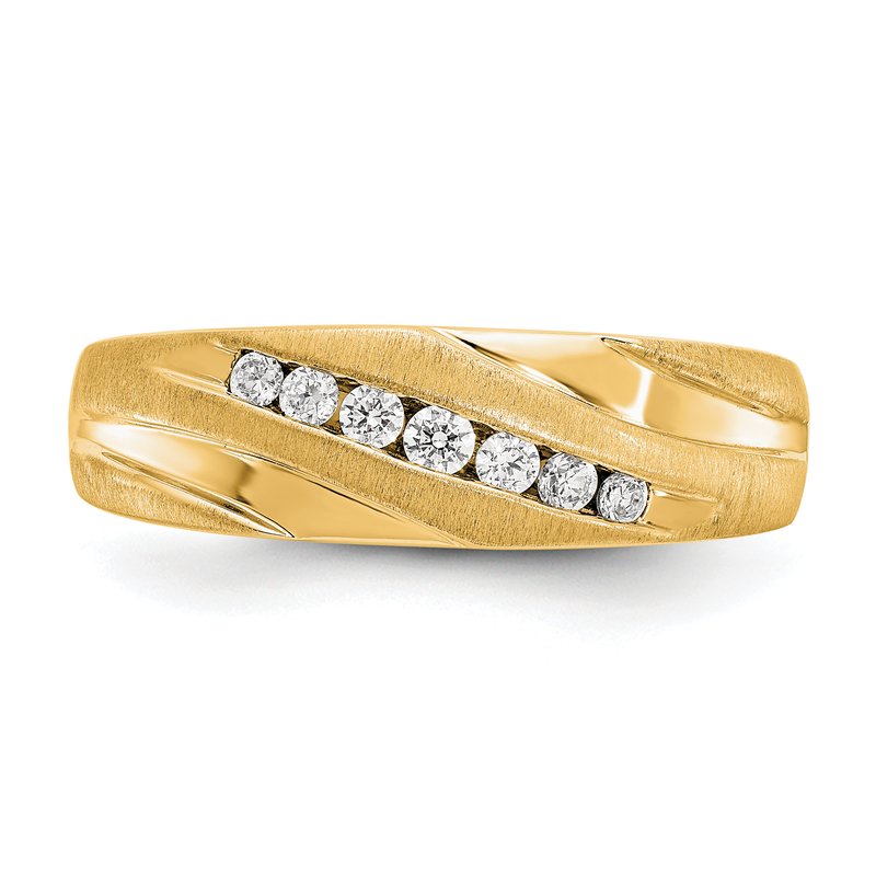 14K White Gold Men's 1/4 carat Lab Grown Diamond VS+ F+ Complete Brushed and Polished Band
