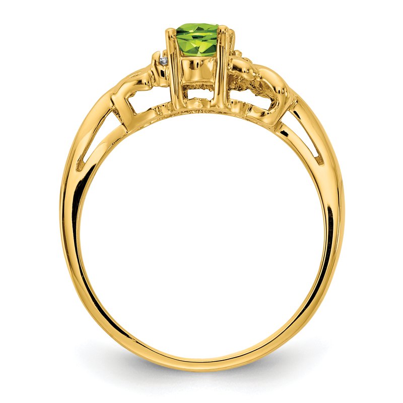 14k 6x4mm Oval Peridot AAA Diamond ring