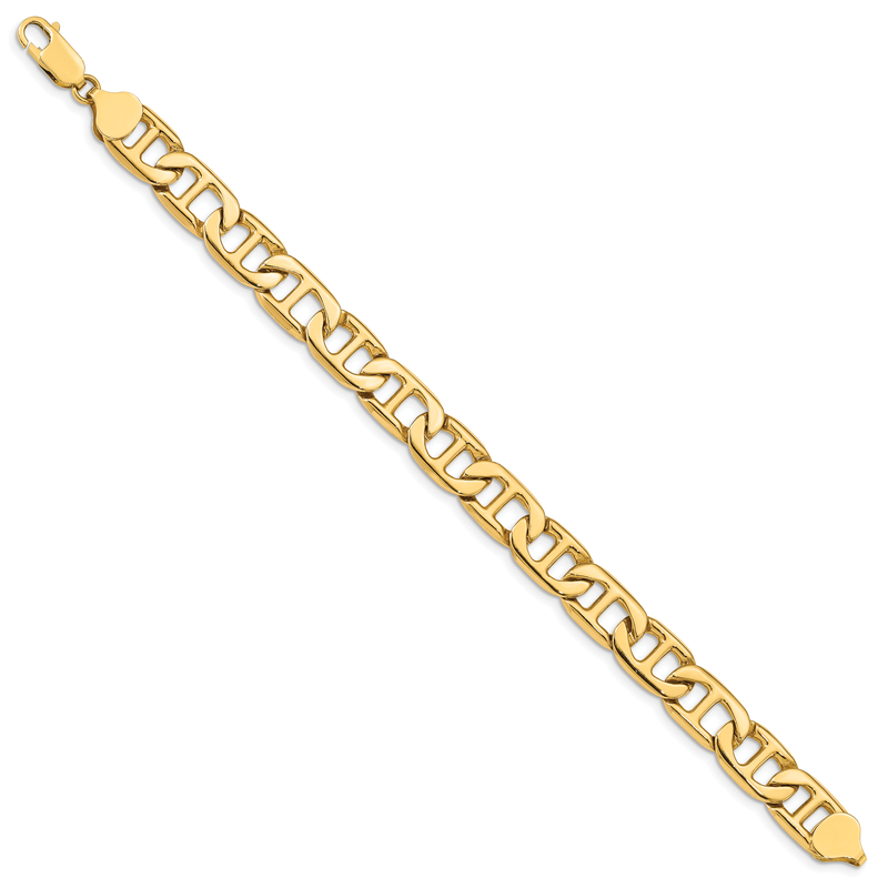14k 8.75mm Solid Hand-Polished Anchor Link 7 inch Bracelet