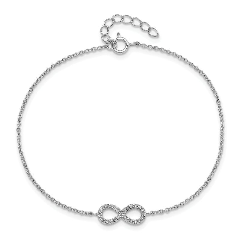 Sterling Silver Rhodium-plated Brilliant-cut CZ Infinity 7 Inch Bracelet with 1 Inch Extender