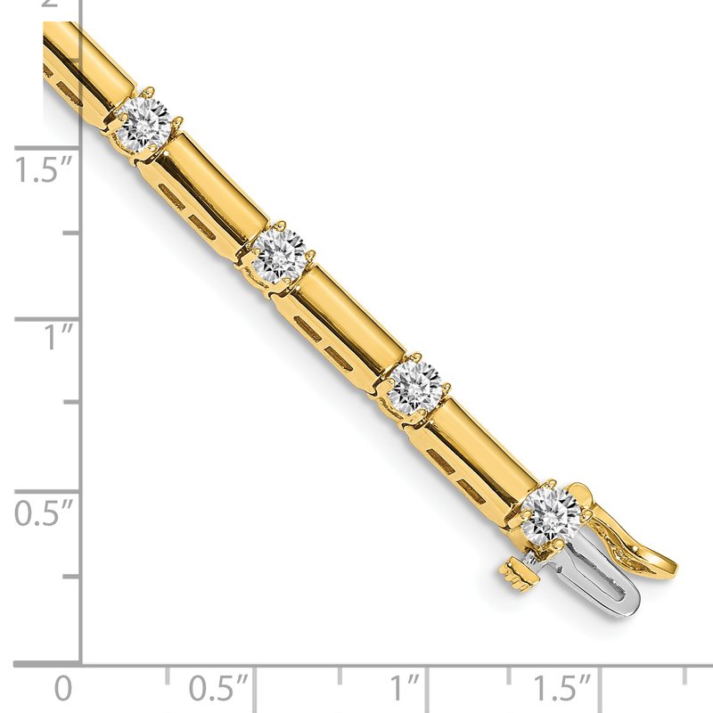 14k Complete 2.8 carat Round VS Diamond Bar Link 7 inch Tennis Bracelet
