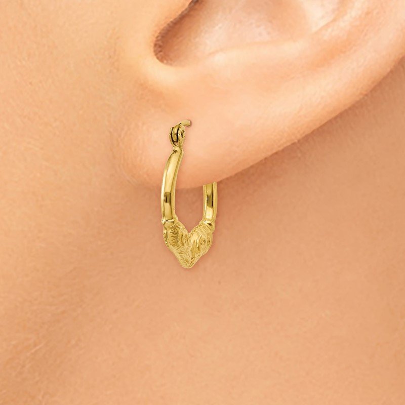14k Ram Head Hoop Earrings