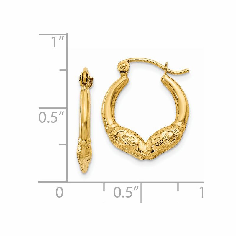 14k Ram Head Hoop Earrings