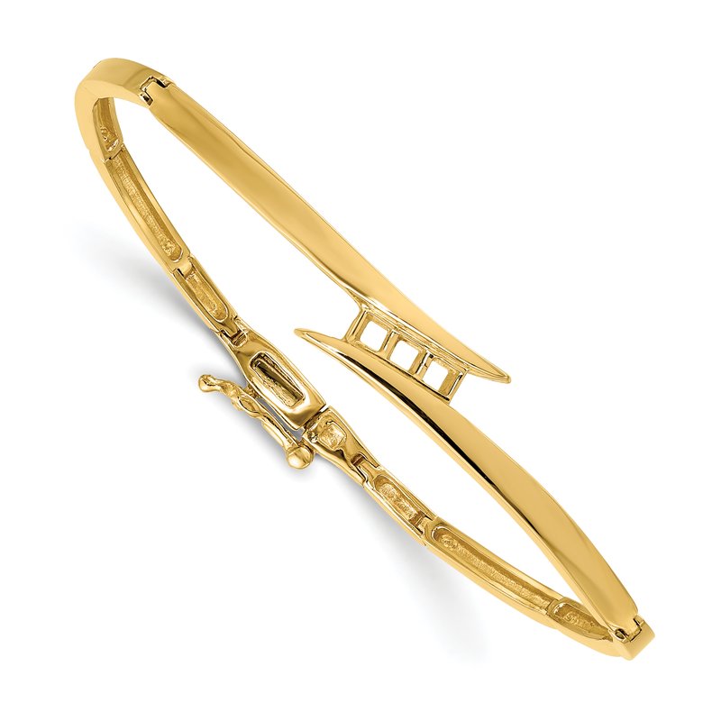 14k Complete 3-Stone 1/4 carat AAA Diamond Hinged Bangle Bracelet