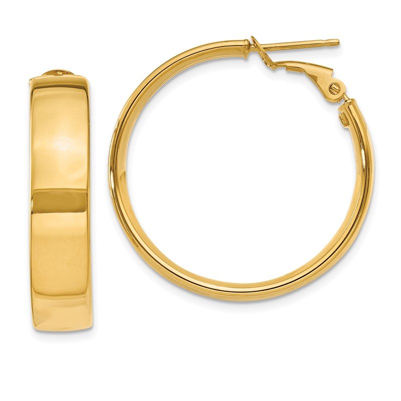 14k 6.75mm Large Omega Back Hoop Earrings