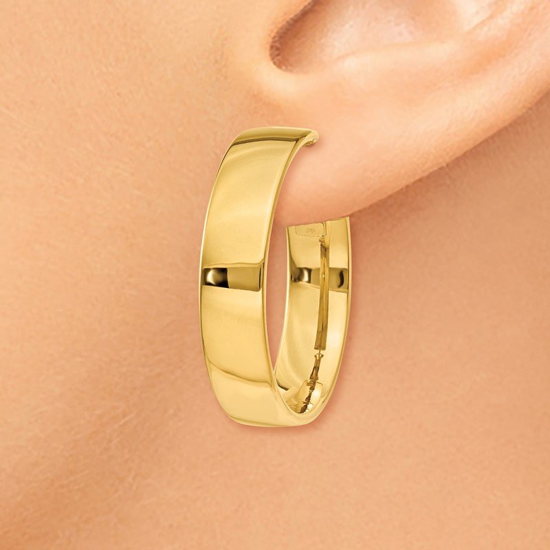 14k 6.75mm Large Omega Back Hoop Earrings