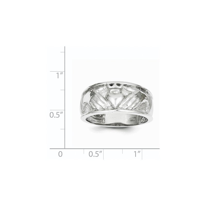 14k White Gold Men's Claddagh Band