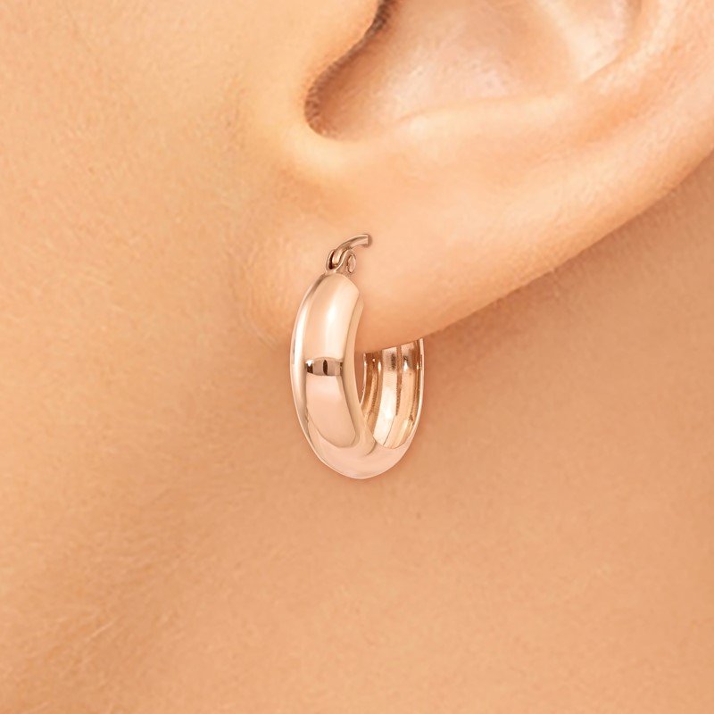 14k Rose Gold Polished Small Hoop Earrings