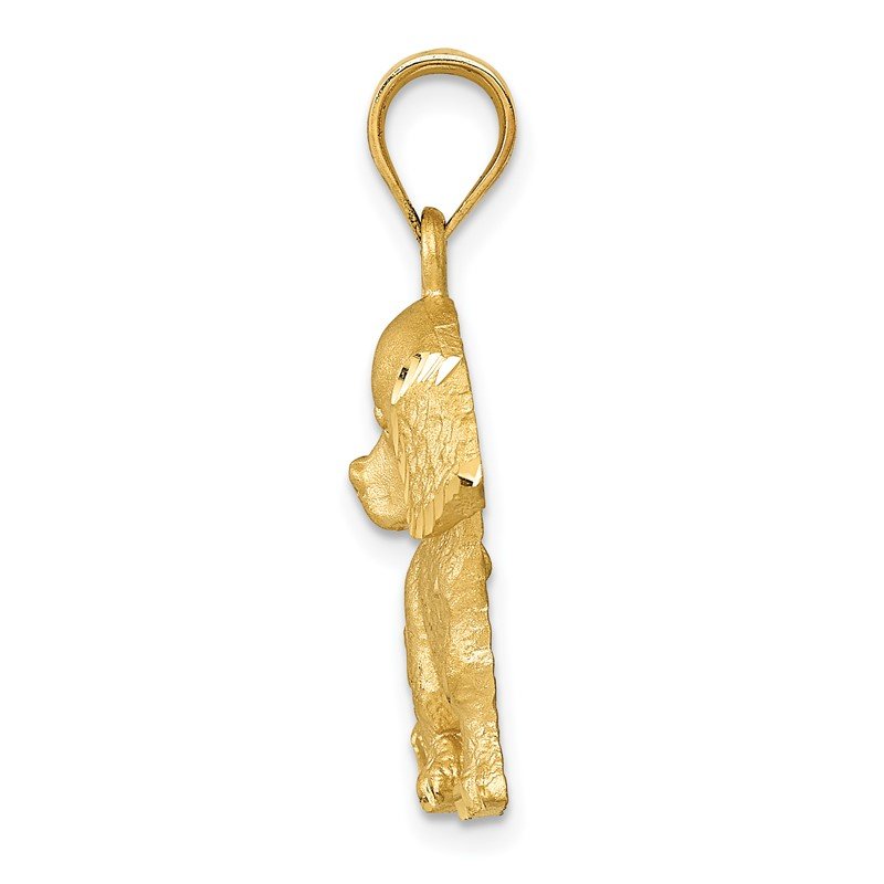 14k Satin Diamond-cut Dog Charm