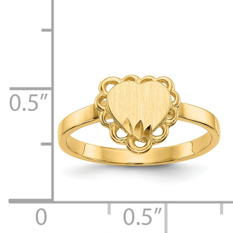 14k 7.0x6.5mm Open Back Heart Signet Ring