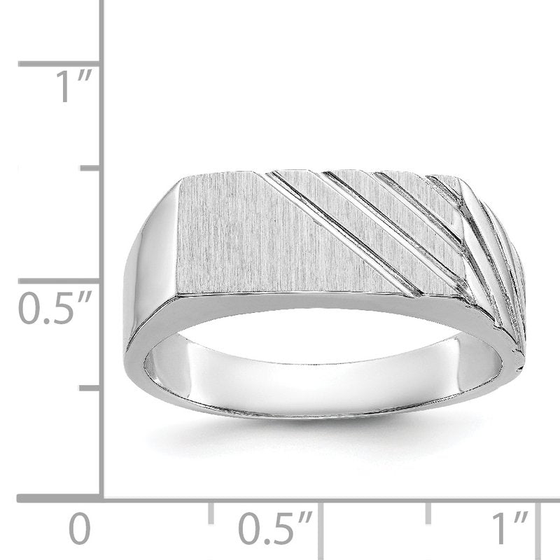 14k White Gold 16.5x7.5mm Open Back Mens Signet Ring