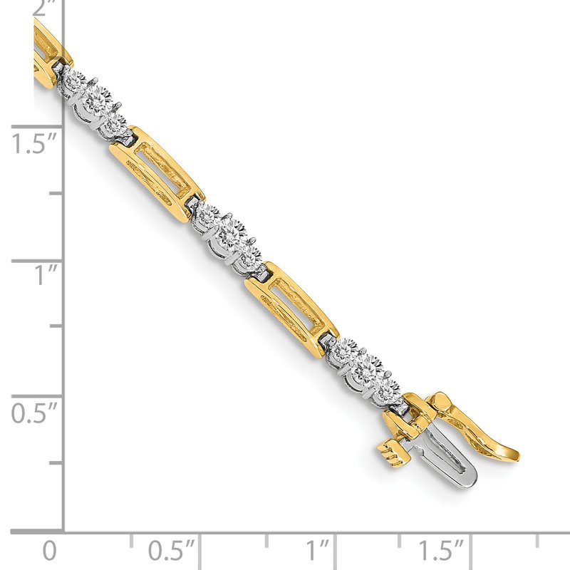 14k Two-tone Complete 2.1 carat Round A Diamond Bar Link 7 inch Tennis Bracelet