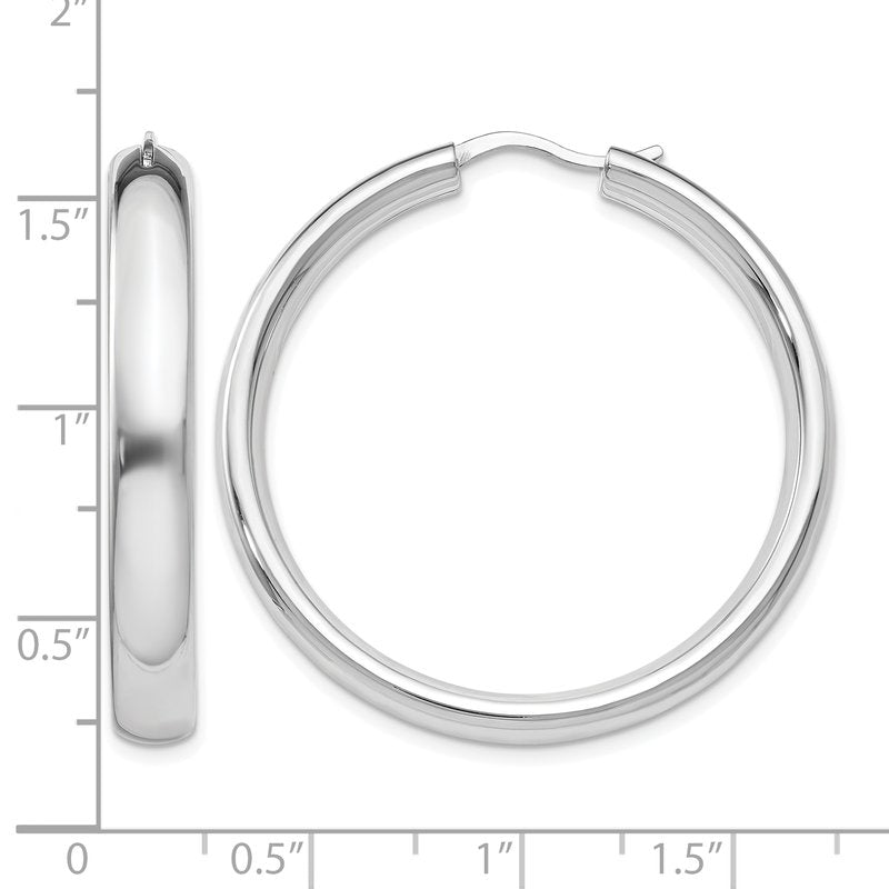 Sterling Silver Rhodium-plated 5mm Half Round Tube Earrings
