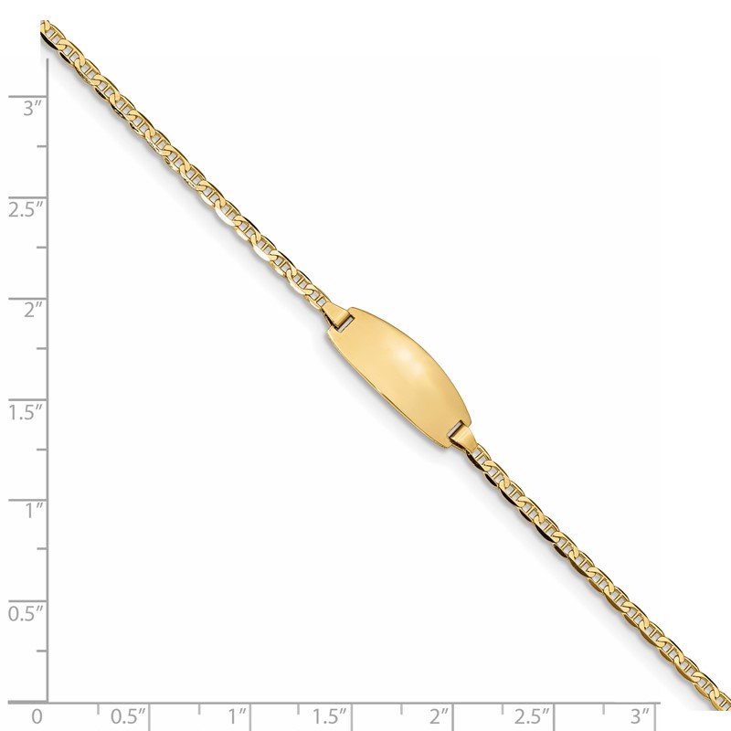 14k Polished Solid Chain/Solid Plate Anchor Link Oval 18.5x8mm Plate 5.5 inch Baby/Child ID Bracelet